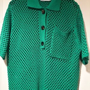 Zara Green Knit Sweater, sz M